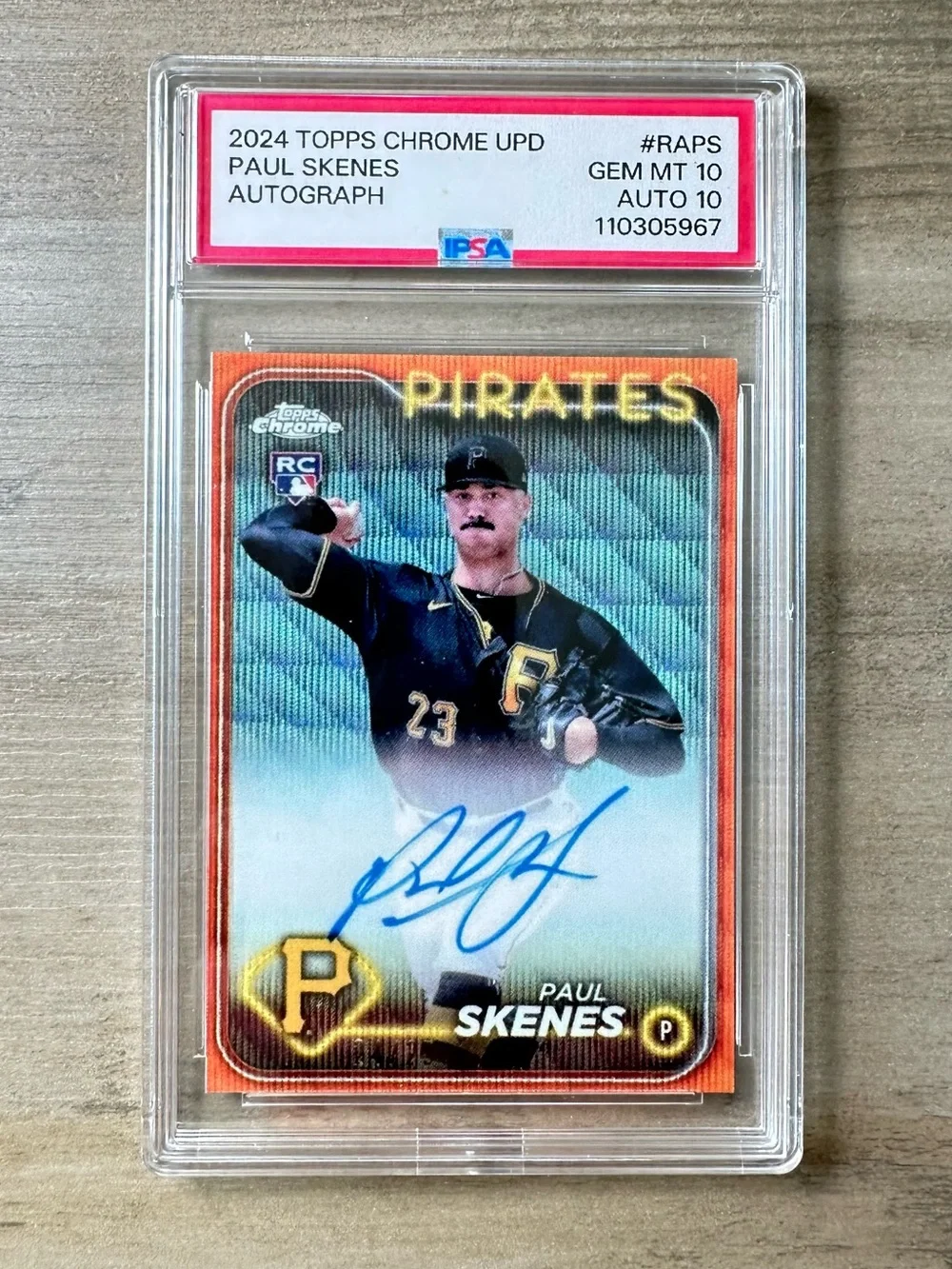 Paul Skenes Signed Rookie 2024 Topps Chrome Gem Mint 10 Novelty Baseball Card.